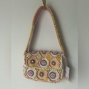 Viral Beaded Pastel Yellow Pink Shoulder Bag